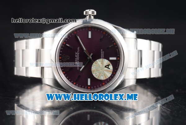 Rolex Oyster Perpetual Air King Clone Rolex 3132 Automatic Stainless Steel Case/Bracelet with Red Grape Dial and Stick Markers - 1:1 Original (JF) - Click Image to Close